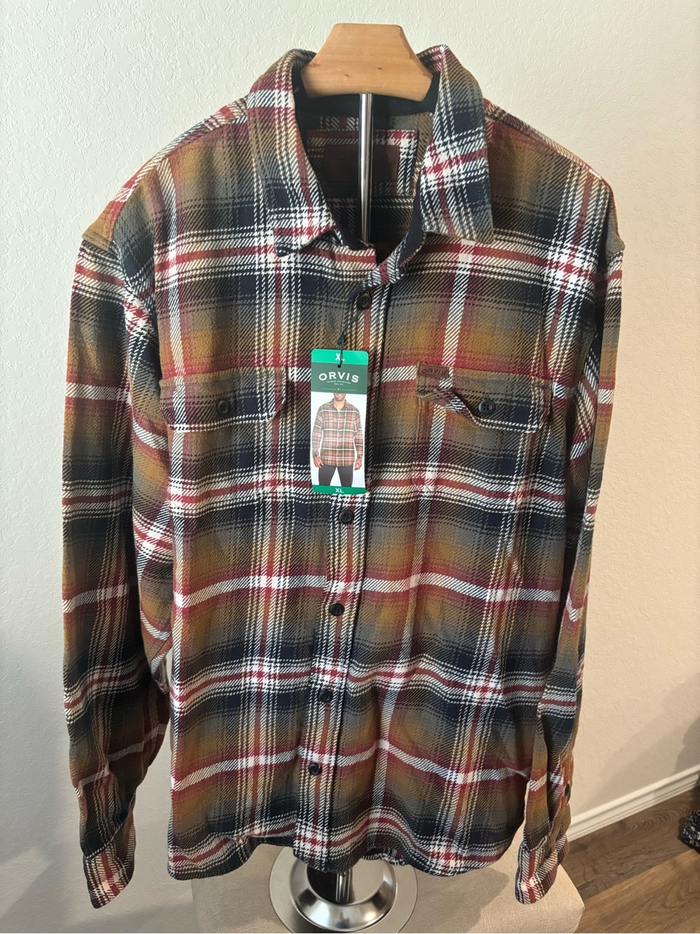 NWT Orvis Men’s Shacket XL Brown Plaid Heavy Flannel Shirt Jacket Workwear